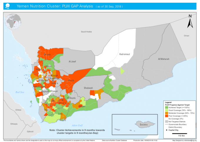 1185783-Yemen Nutrition cluster PLW Gap Analysis(as of 30 Sep, 2018)