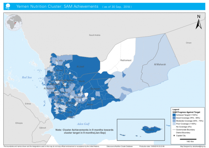 1185788-Yemen Nutrition cluster SAM Achievements (as of 30 Sep, 2018)
