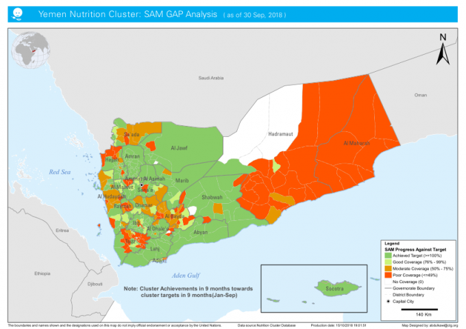 1185793-Yemen Nutrition cluster SAM Gap Analysis(as of 30 Sep, 2018)