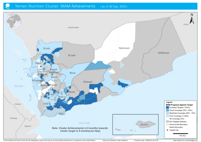 1185808-Yemen Nutrition cluster, MAM Achievements (as of 30 Sep, 2018)