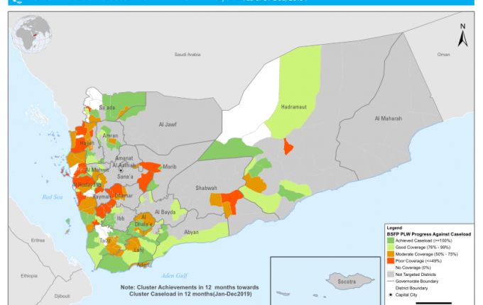 1457384-Yemen Nutrition cluster, BSFP PLW Coverage against Need (as of 31December, 2019)
